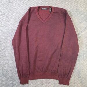 Segreto Men's XL 100% Merino Wool V-Neck Sweater Burgundy Woolmark Italy